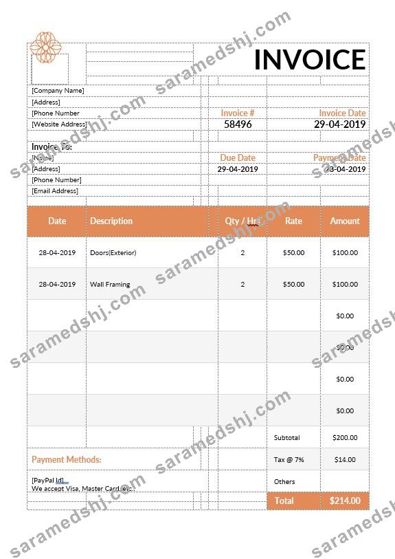 Exterior Design Invoice Template